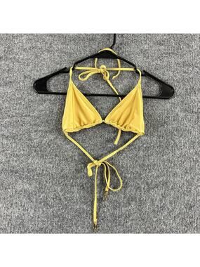 De Rococo Bikini Top Small Triangle Halter Gold Logo Charm Swim Beach Pool Beach